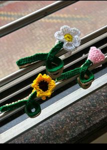 Crochet Flower Hair Clips - Set of 3