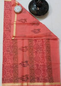 Beautiful Kota Doriya Block Print Sarees With Blouse.. Fresh Piece..only 3 Colors Left.