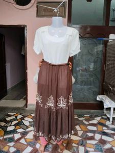 Embroidered Tiered Maxi Skirt