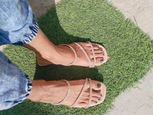 Rose Gold Pretty Embellished Flats For Women