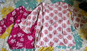 Pretty Pink Floral short Kurti Set