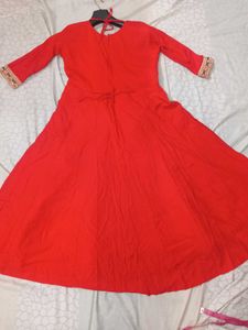 Red Embroidered Anarkali Dress
