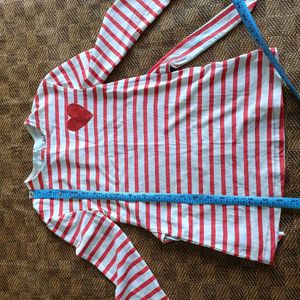 Cute Red &amp; White Striped Top with Heart