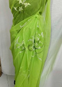 pure chiffon hand work 💯 saree 🔥 light weight