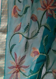 Teal-Green elegant embroidered saree