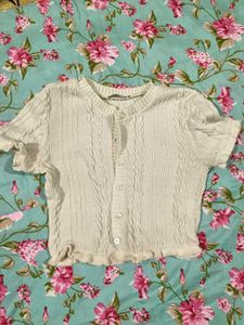 Cream Cable Knit Button-Up Cardigan
