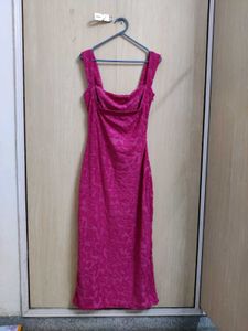 Hot Pink Textured Midi Dress