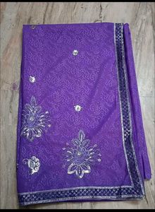 Beautiful Purple Saree with Embellishments