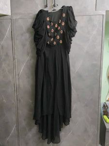 Elegant Black Embroidered Gown