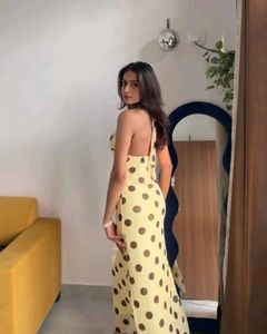 Polka Dot Halter Neck Maxi Dress