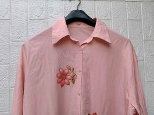 New with tag Charming Pink Floral Embroidered Shir
