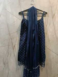 Navy blue short kuta with plazzo and duppata set (