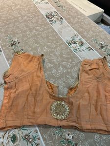 Designer Peach Blouse with Gota Patti