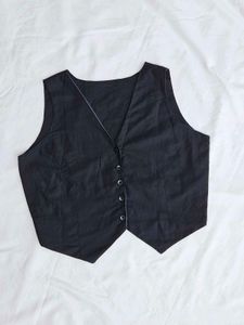 Black V-Neck Sleeveless Vest