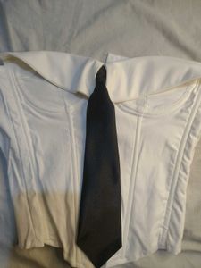 White Corset Top with Black Tie