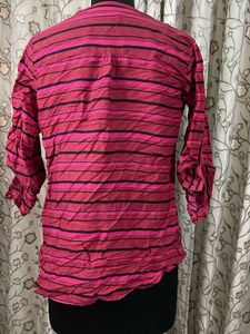 Chic Pink &amp; Black Striped Tunic Top