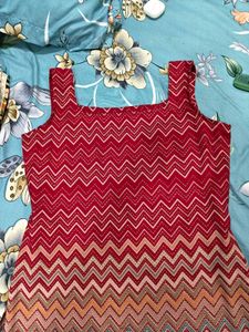 Red Chevron Print Kurta