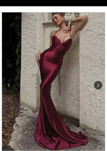 Elegant Burgundy Satin Maxi Dress