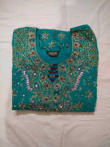Embellished Teal Kurta Salwar Set