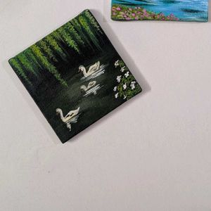 Miniature Swan Canvas Painting