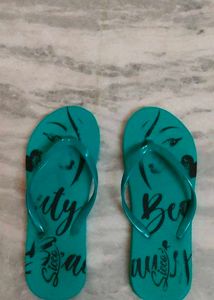 Turquoise Flip Flops with "Beauty Savvy" Design