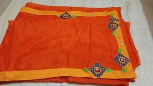 Orange Saree with Embellished Border