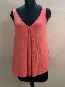 Coral V-Neck Sleeveless Top