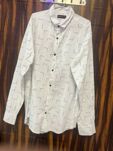 Men's White Printed Full Sleeve Shirt