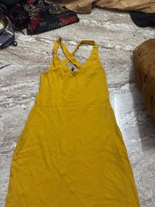 Mustard Yellow Criss-Cross Back Dress