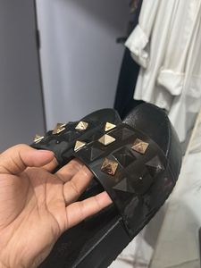 Studded Black Slide Sandals