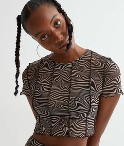 Sheer Zebra Print Mesh Top