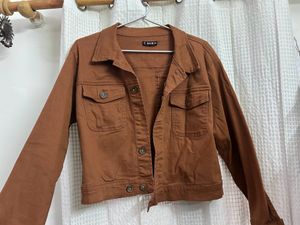shein brown coloured denim jacket