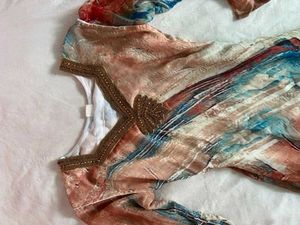 Bohemian Print Kurta with Embellished Neckline