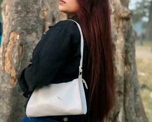 White Croc Embossed Handbag