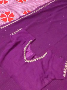 Purple Embroidered Saree with blouse
