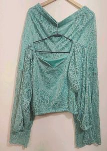 Sea Green Lace Work Co-Ords Set 36 Bust