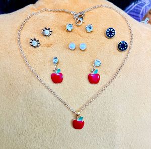 Cute Apple Jewelry Set Anti tarnish