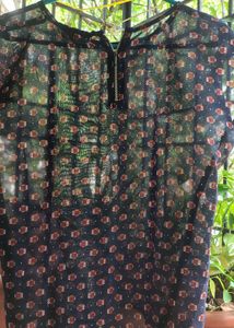 cutest Owl Printed Sheer Top