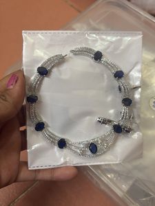 Elegant Blue Stone & Diamond Bracelet