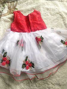 🥀Red And White Fancy Frock🍒