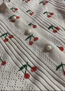 Cute Cherry Pattern Knit Top