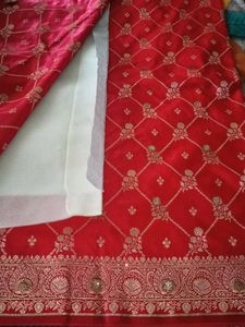 Red Banarasi jaal butti Silk Saree