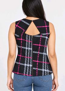 Chic Plaid Sleeveless Top