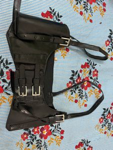 Black Faux Leather Corset Bag