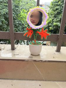 Cute Yellow Flower Pot Decor with one side mirror