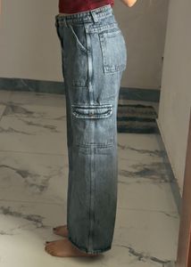 Women's charcoal Denim Cargo Pants