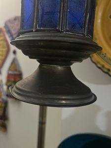 Antique stained glass brass Lanterns (Set of2)