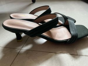 Green heel sandals