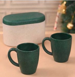 Set of 2 Green Mugs with Box