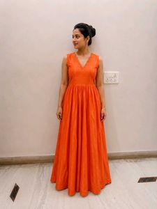 vibrant Orange ethnic gown
